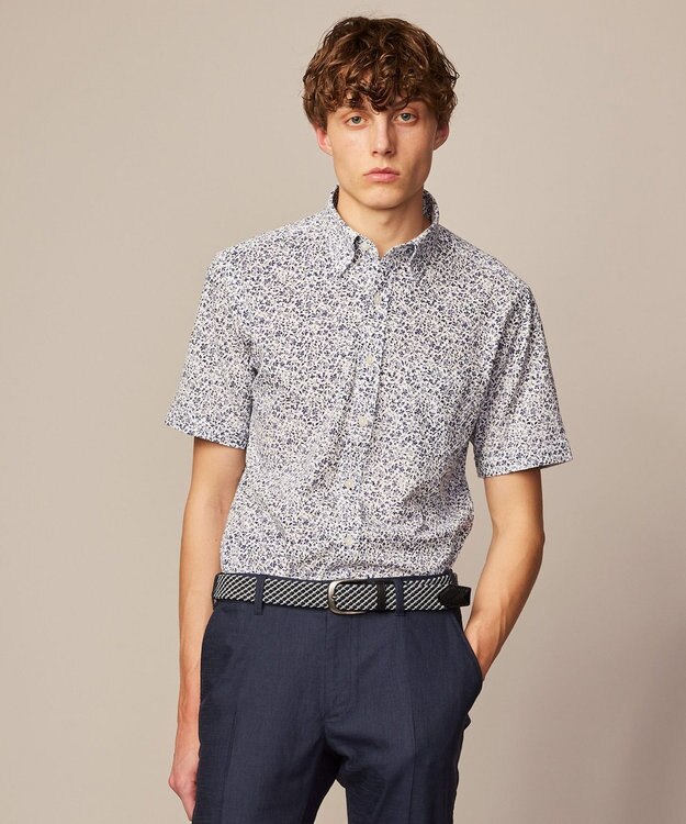 JOSEPH ABBOUD 【吸水速乾/イージーケア】シャンブレープリント ジャージ シャツ ホワイト系5