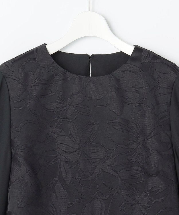 自由区 L 【カタログ掲載・セットアップ対応】フラワーオパールプリントブロッキング ブラウス ネイビー