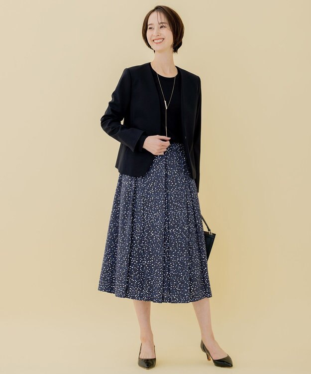 自由区 【好評につき追加生産/洗える】WASHABLEPONTE ノーカラージャケット ネイビー系