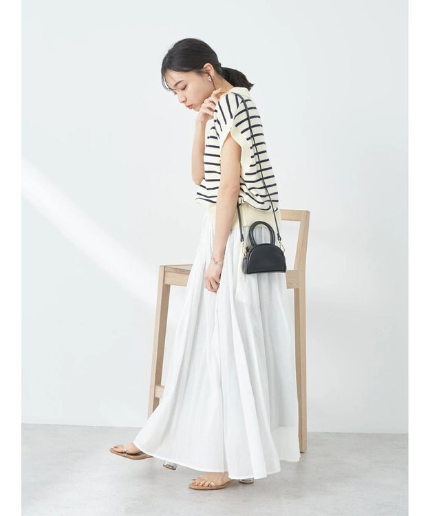 earth music&ecology コットンボイルボリュームスカート Off White