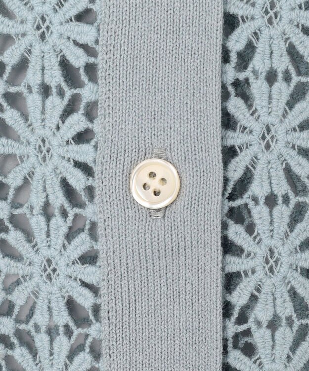 組曲 【先行予約・前後着用可】コットンフラワーレーシー カーディガン ダスティブルー系