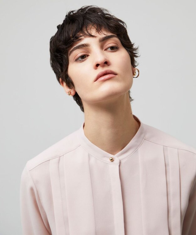 BEIGE， 【洗える】STOW / フロントタックブラウス Nude