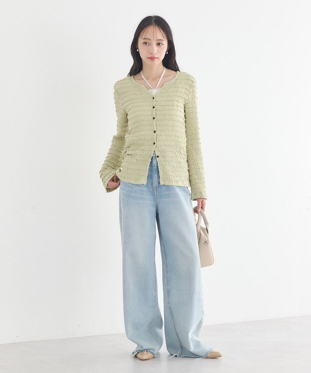 earth music&ecology 【予約】シャーリングカットカーディガン ミント