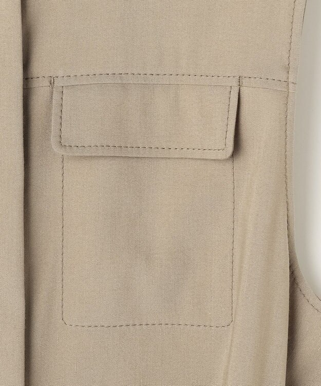 自由区 S 【セットアップ対応】リネンストレッチ ジレ カーキ