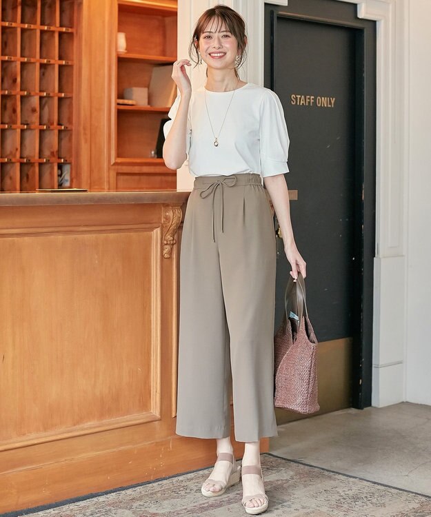 ANY SIS 【UVケア】プレーティングジャージー タックスリーブ カットソー オフホワイト