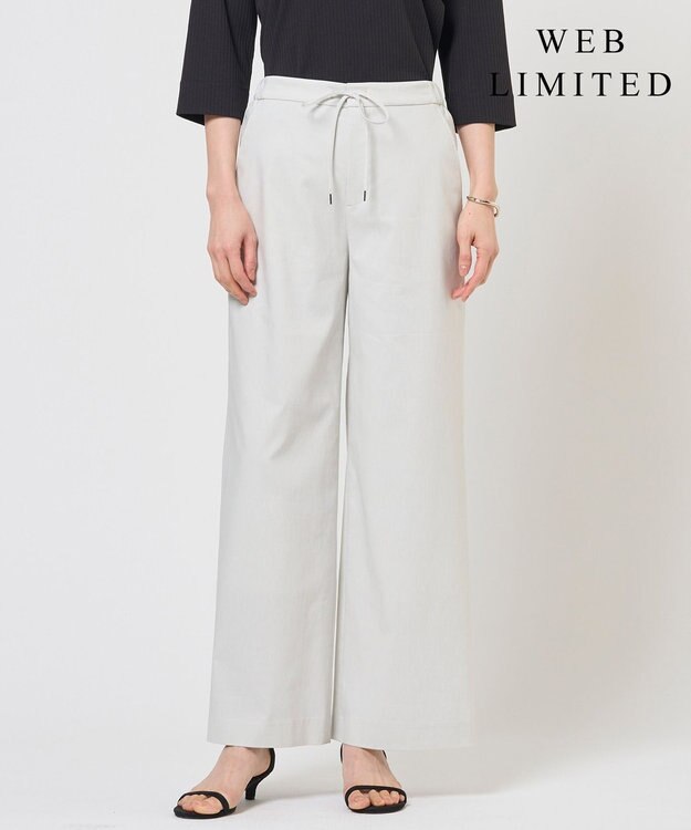 J.PRESS LADIES 【WEB限定】セルロースリネンストレッチ ワイドストレート パンツ 【WEB限定】ライトグレー系