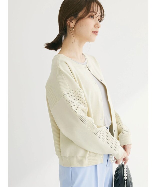 Green Parks ・ｆｕｒｒｙ　ｒａｔｅ　２ｗａｙかる~いニットカーデ Ivory