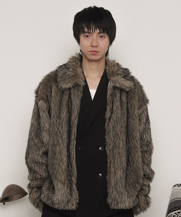 WEGO フェイクファーZIPブルゾン ライトベージュ