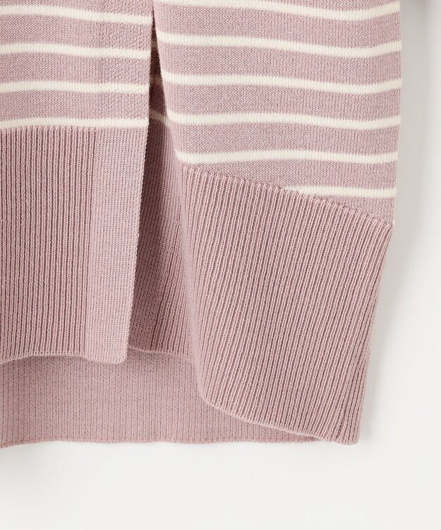 ANY SIS 【洗える】サイドスリット ニット ピンク×アイボリー