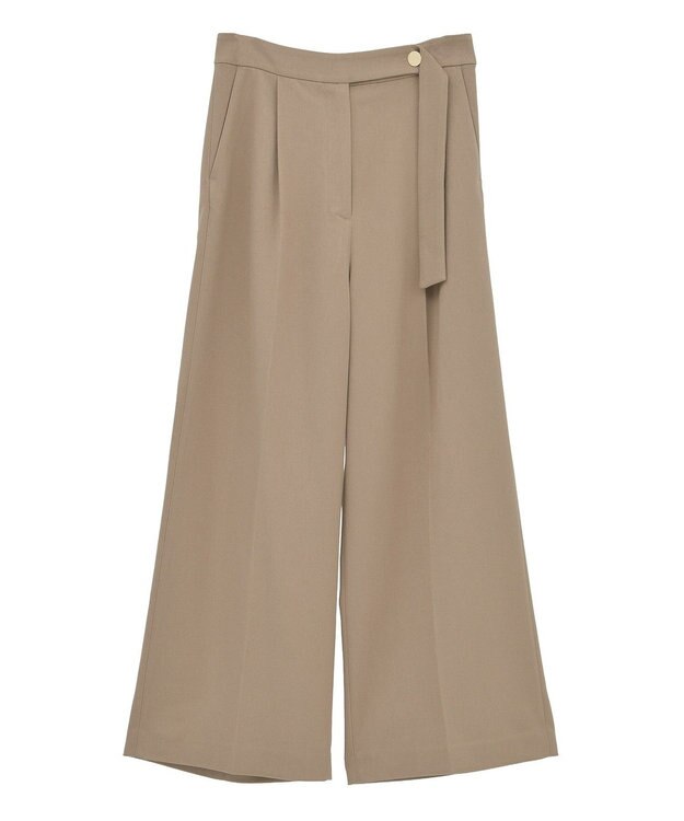 YECCA VECCA 金釦アクセントベルトワイドパンツ Beige