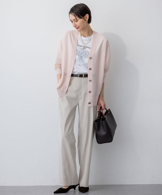 23区 【Oggi5月号掲載/洗える】リネンレーヨンストレッチ ワイド パンツ ベージュ系