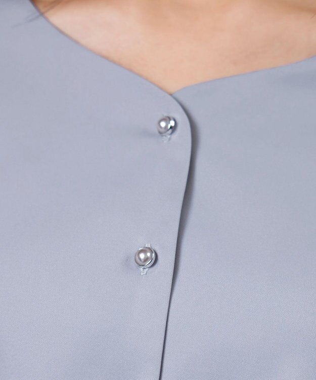 Tiaclasse 【洗える】ハートネックフレア袖ブラウス サックス