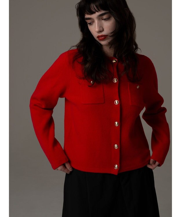 Te chichi 【R by Te chichi】ポケット付きミラノリブカーディガン《2025winter catalog item》 レッド