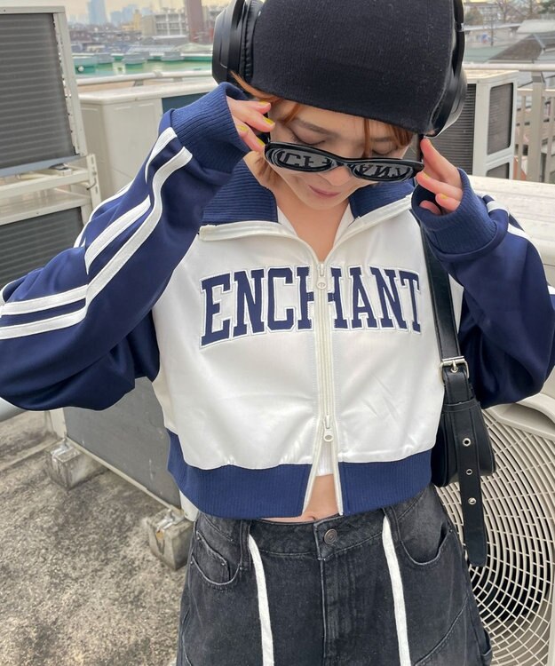 WEGO グラフィックショートトラックジャケット ネイビー