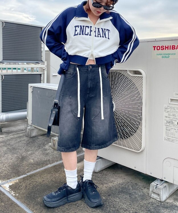 WEGO グラフィックショートトラックジャケット ネイビー