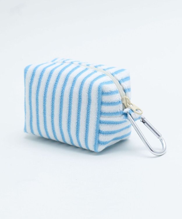 WEGO カラーストライプポーチ ブルー