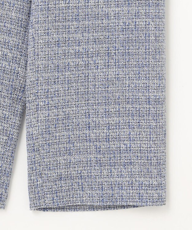 自由区 【セットアップ対応・洗える】ライトミックスツイードワイドストレート パンツ ライトブルー