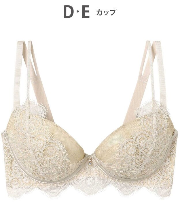 AMPHI ブラジャー 谷間メイク カップ上辺が浮きにくい Gカップまで対応 大きいサイズ 【Glama-Rich グラマリッチ ボリュームUPタイプ】 ブラ BYJ302 アンフィ／ワコール ベージュ