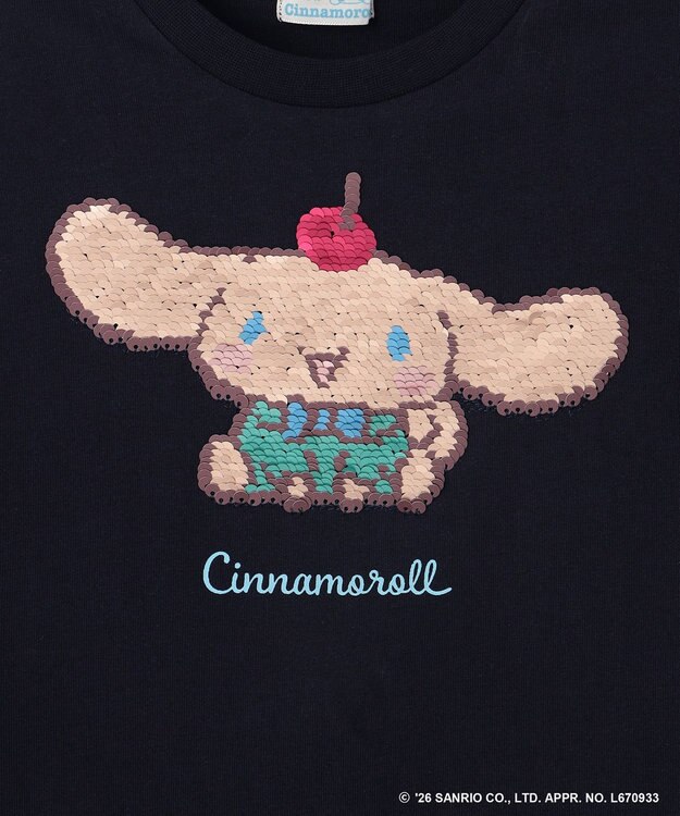 ANY KIDS 【サンリオキャラクターズ×ANY KIDS】ひんやり ミラクルスパンコール Tシャツ シナモロール×ネイビー