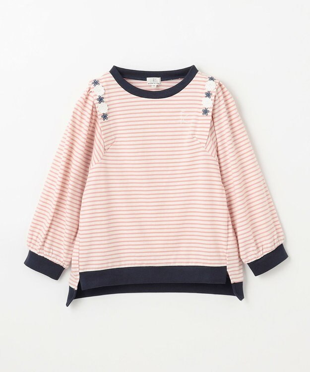 組曲 KIDS 【110-140㎝】リボンボーダー トップス ピンク系1