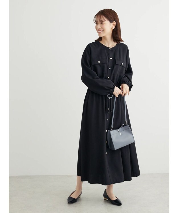 Green Parks ・ＥＬＥＮＣＡＲＥ　ＤＵＥ　イロイロ釦ドロストワンピース Black