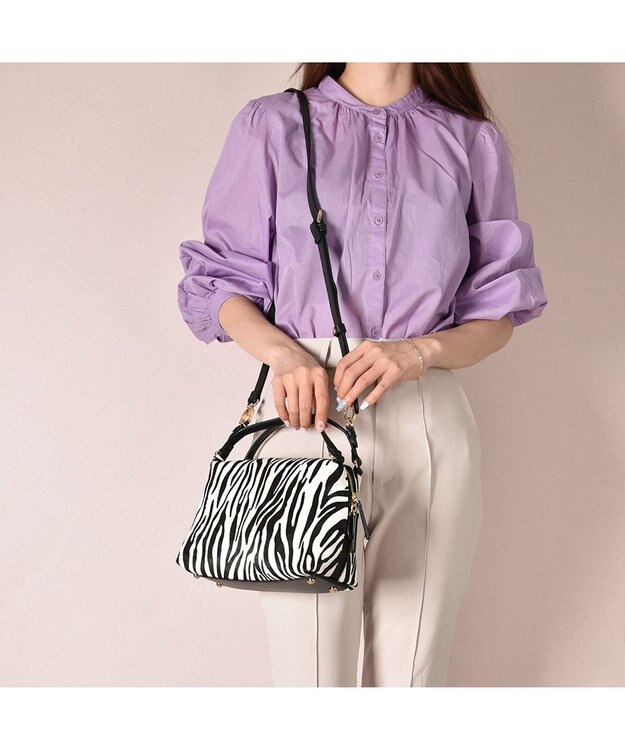 LA BAGAGERIE カウヘアーミニバッグ ゼブラ