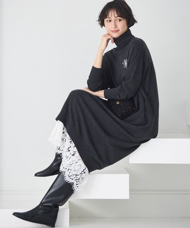 23区 S 【LEE10月号掲載/洗える】レースコンビ ペチコート スカート ホワイト系