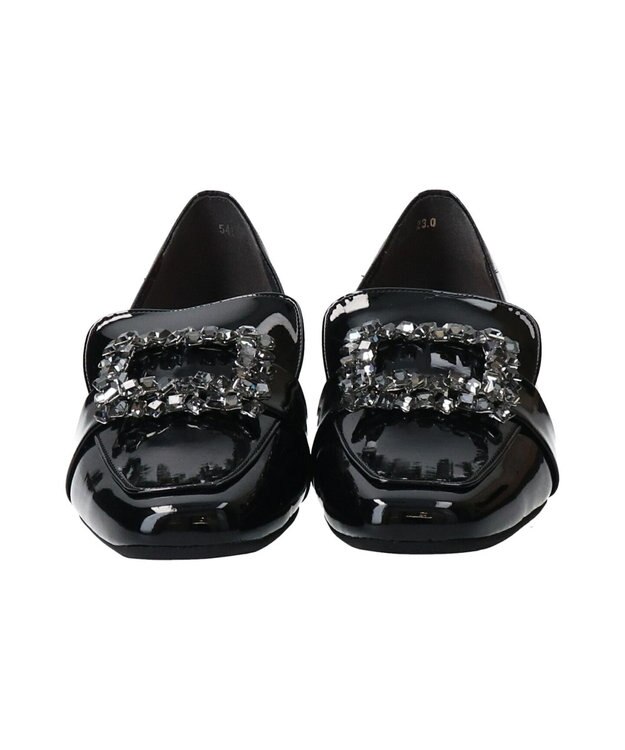 Bridget Birkin 【Bridget Birkin】スクエアバックルビジューローファー ブラックエナメル