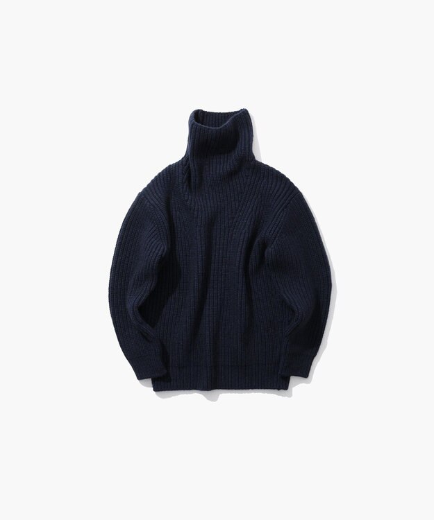 ATON YAK WOOL | オーバーサイズタートルネックセーター NAVY