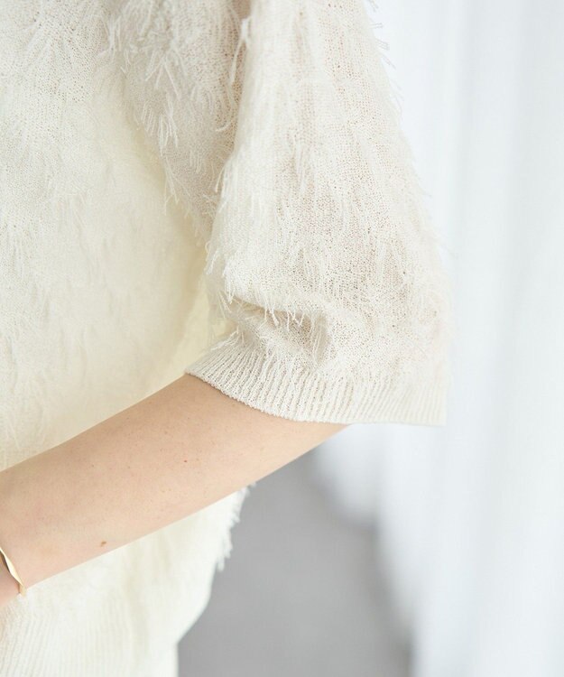 YECCA VECCA 2wayリボンフリンジニットカーディガン Off White
