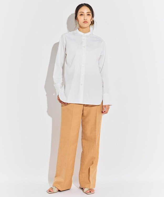 BEIGE， ALBERT / バンドカラーシャツ White