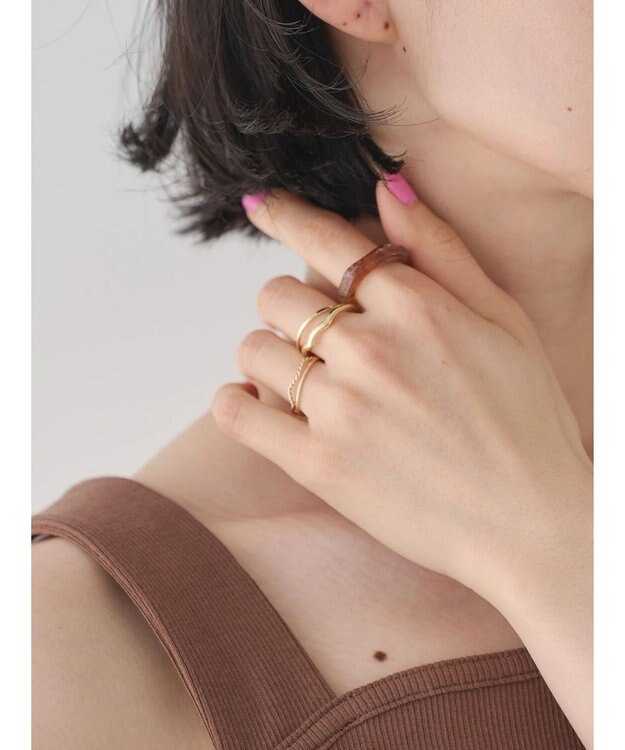 AMERICAN HOLIC ５ＳＥＴ　アクリル×メタルリング Brown