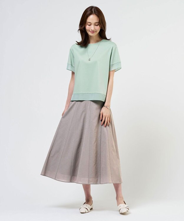 J.PRESS LADIES S 【シーンレスに活躍】コットンスムース シアーデザイン カットソー ソフトグリーン系