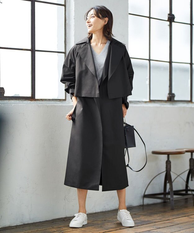 ICB L T/Cシャンブレーツイル 3WAYコート チャコール系