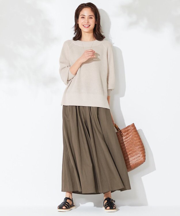 ANY 【接触冷感・UVケア】清涼リネン ガウチョパンツ モカ