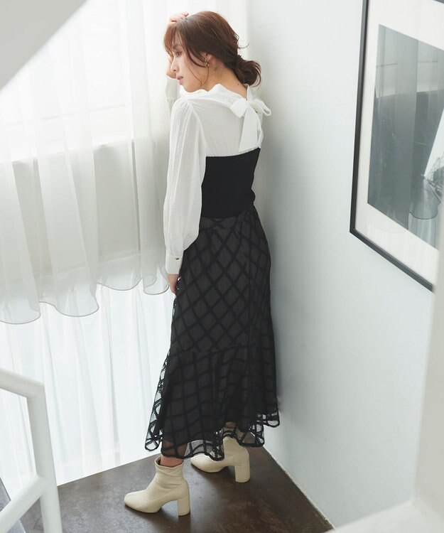 Feroux 【洗える】ビスチェドッキングニット プルオーバー ブラック系