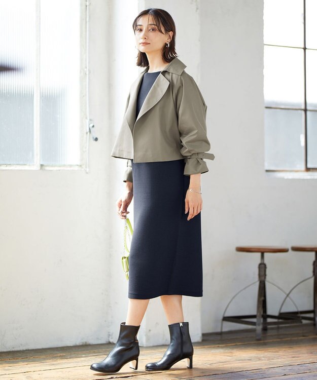 ICB L T/Cシャンブレーツイル 3WAYコート アッシュカーキ系