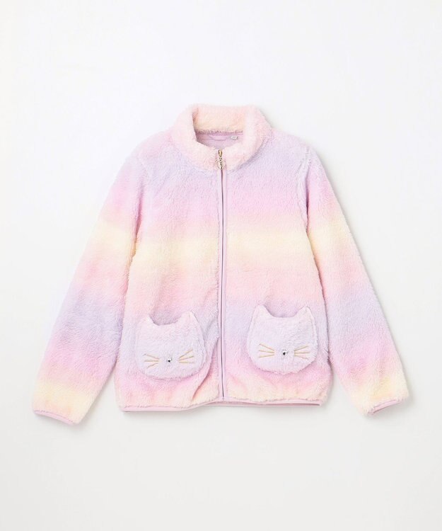 ANY KIDS ネコポケットボアブルゾン レインボー×ラベンダー