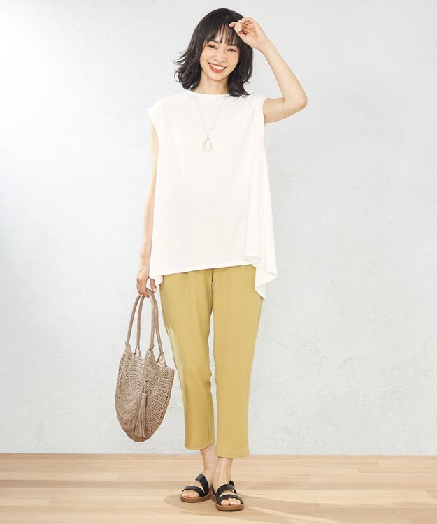 ANY 【接触冷感・UVケア】イージーケア美脚 パンツ イエロー