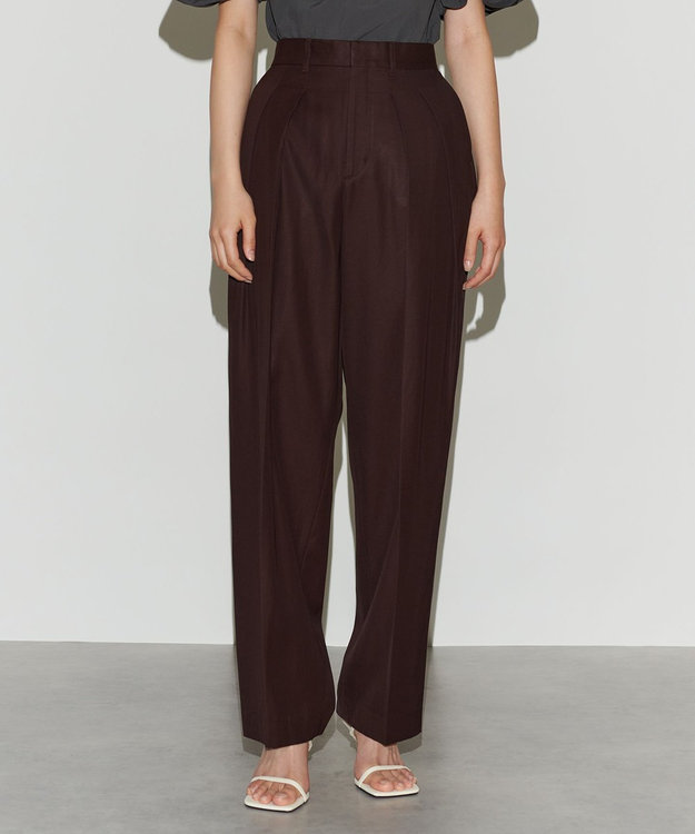 NAVE 【Nave　洗える】バルキーツイル   タックパンツ ダークブラウン系