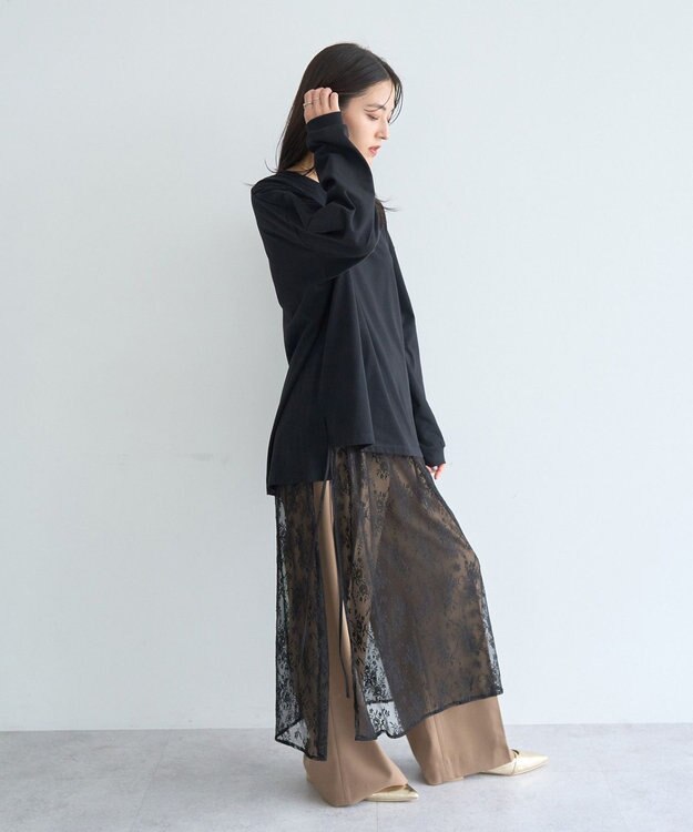 YECCA VECCA 金釦アクセントベルトワイドパンツ Beige