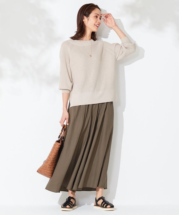 ANY 【接触冷感・UVケア】清涼リネン ガウチョパンツ モカ