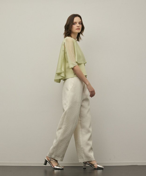 GRACE CONTINENTAL シアーケープニットカーディガン ライトグリーン