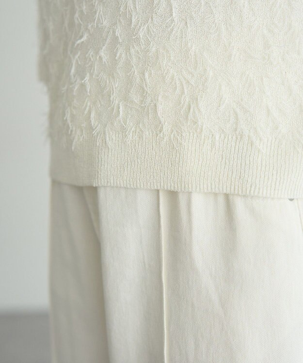 YECCA VECCA 2wayリボンフリンジニットカーディガン Off White