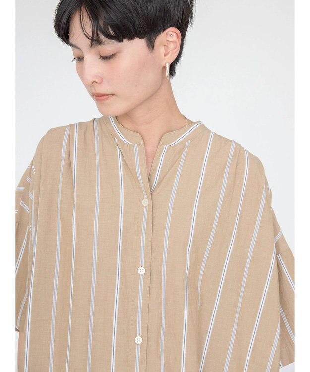 AMERICAN HOLIC イージーケア＋接触冷感丈違い強撚ワッシャーワンピース Stripe Beige