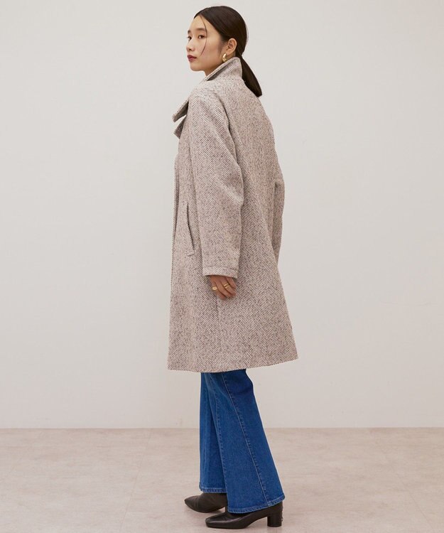 AMERICAN HOLIC ヘリンボーンスタンドカラーコート Gray