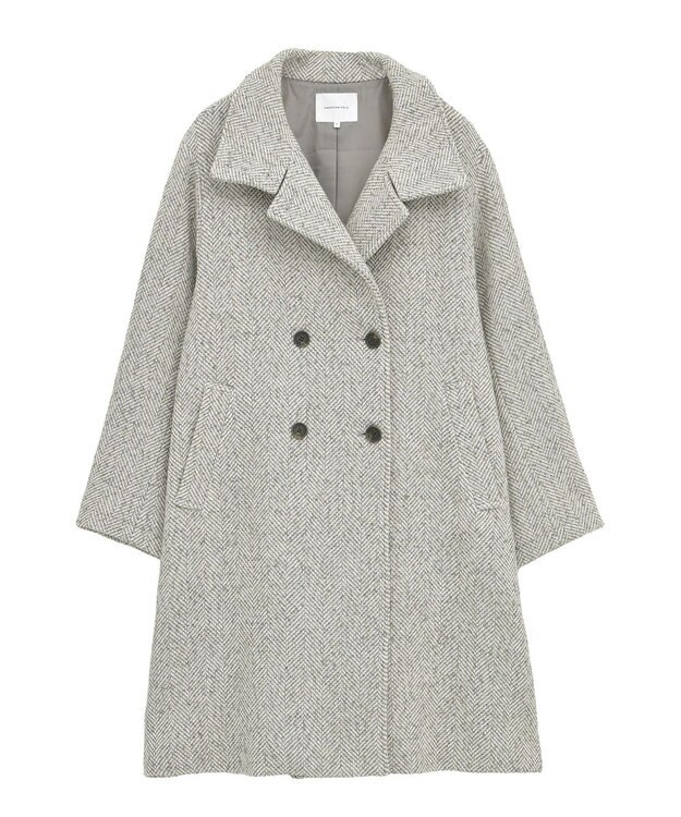 AMERICAN HOLIC ヘリンボーンスタンドカラーコート Gray