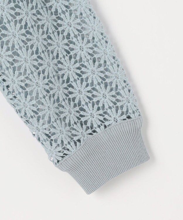 組曲 【先行予約・前後着用可】コットンフラワーレーシー カーディガン ダスティブルー系