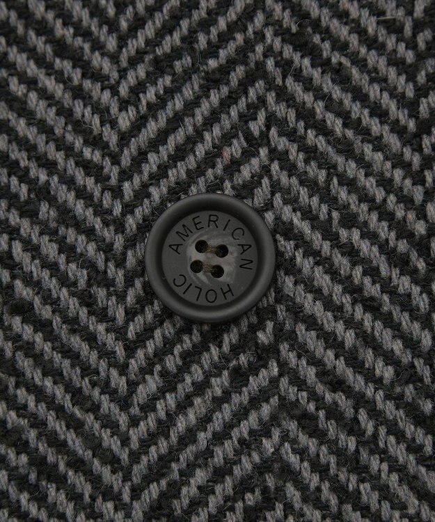 AMERICAN HOLIC ヘリンボーンスタンドカラーコート Black