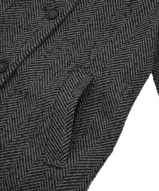 AMERICAN HOLIC ヘリンボーンスタンドカラーコート Black